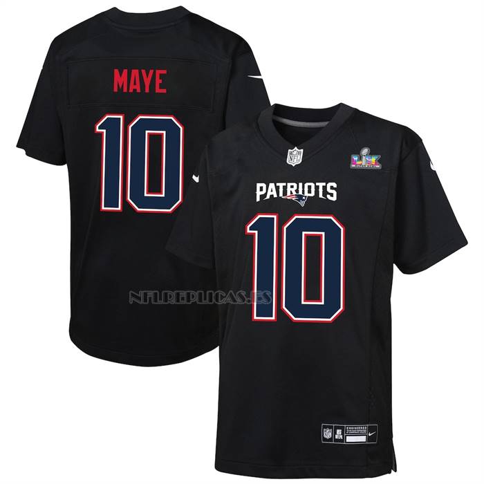 Camiseta NFL Game Nino New England Patriots Drake Maye Carbon Fashion Negro